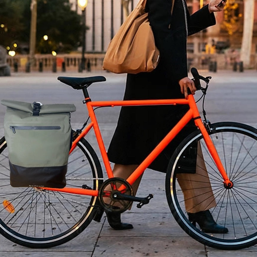 BADAWIN - "Ancel" Khaki Green 3-in-1 Bagagerek Fietstas