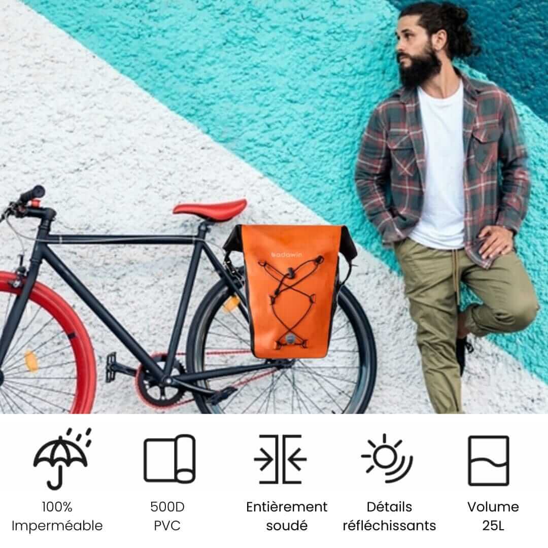 BADAWIN - "Hind" Fietstas Bagagedrager 2-in-1 Orange 25/30L