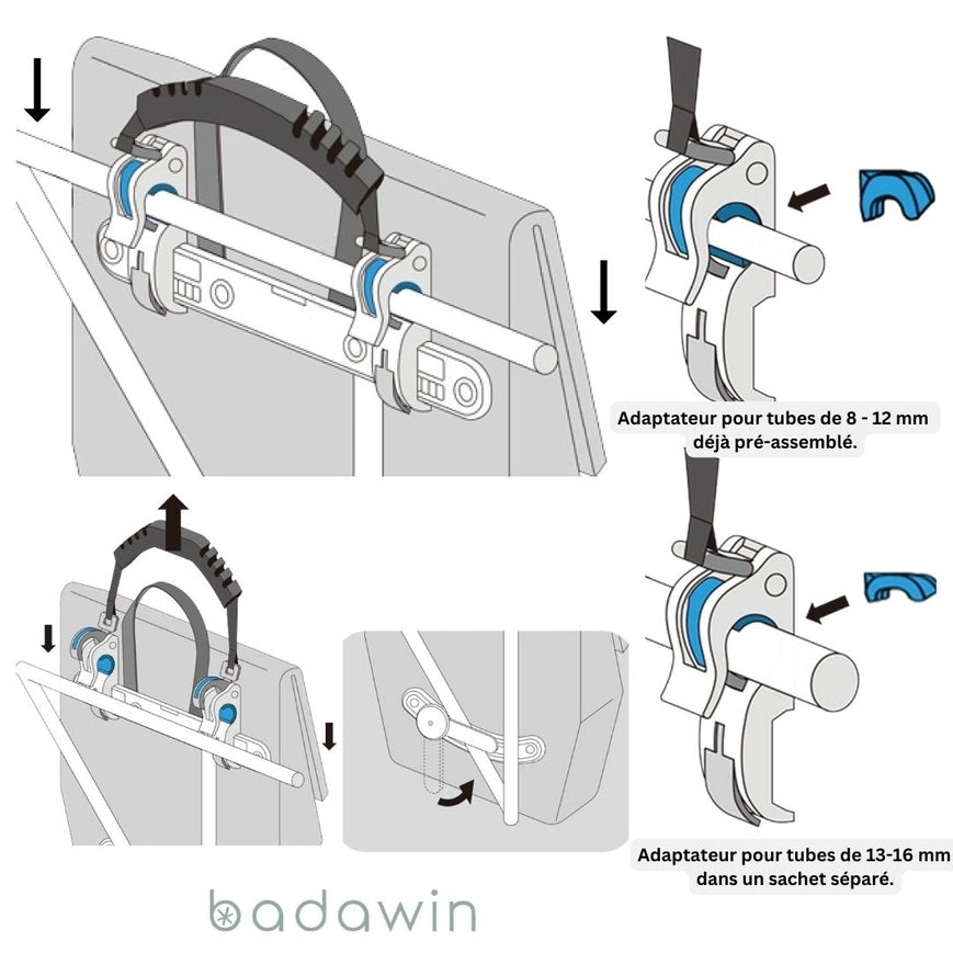 BADAWIN - "HACE" Blauw 3-in-1 Bagagedrager Fietstas