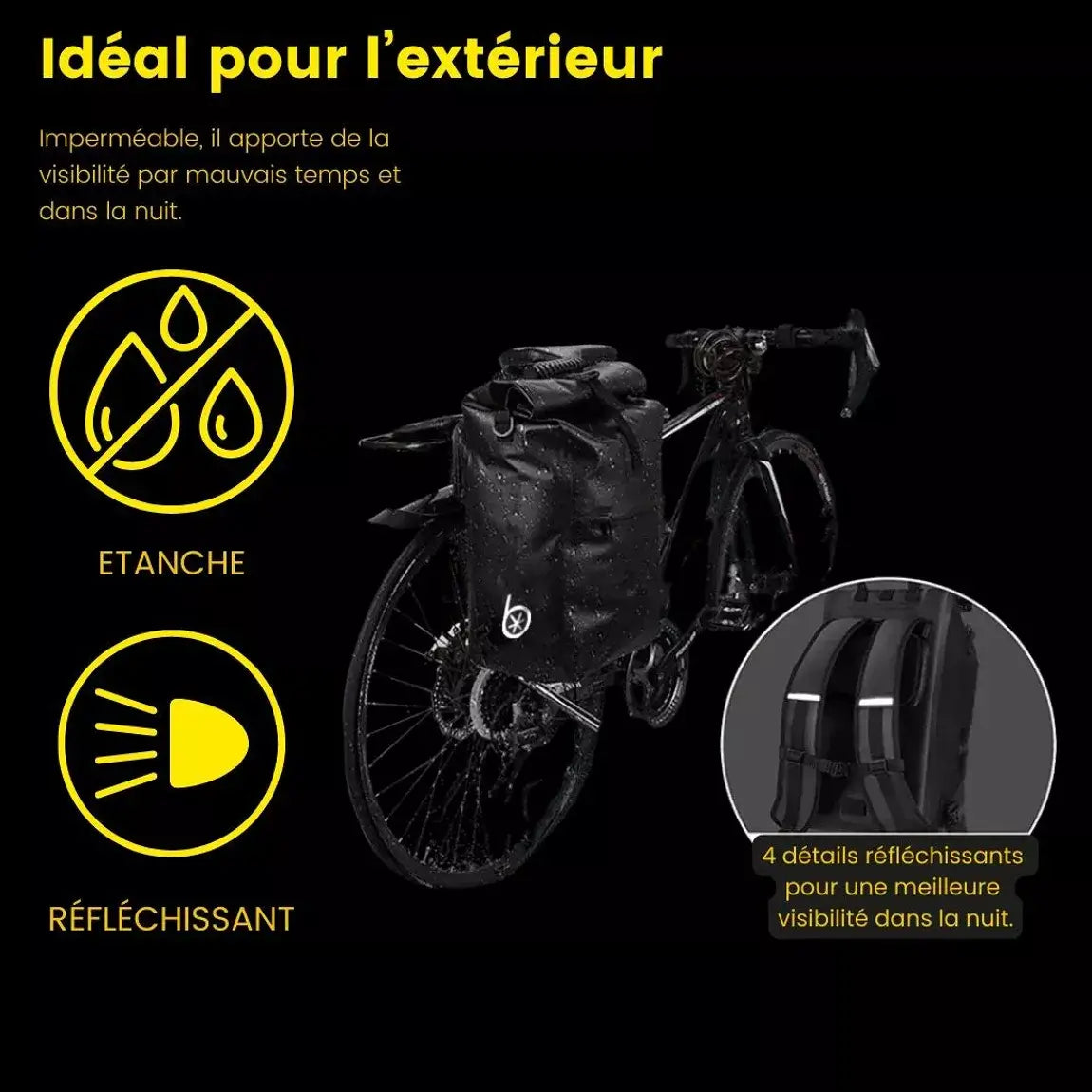 BADAWIN - "Ali" Zwart 4-in-1 Bagagerek Fietsrugzak