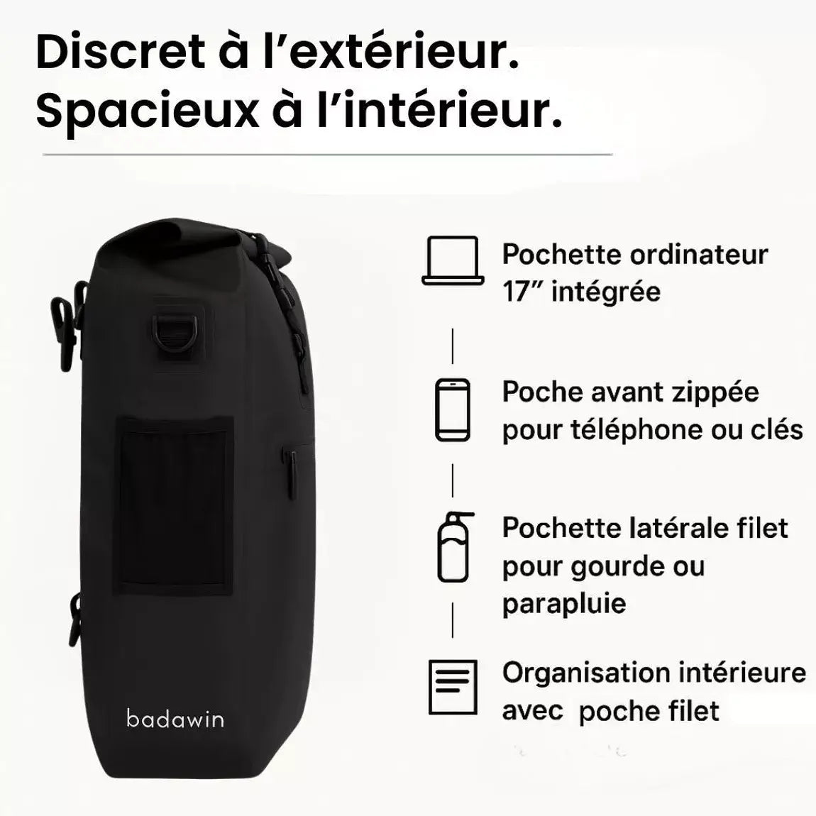 BADAWIN - "Ali" Zwart 4-in-1 Bagagerek Fietsrugzak