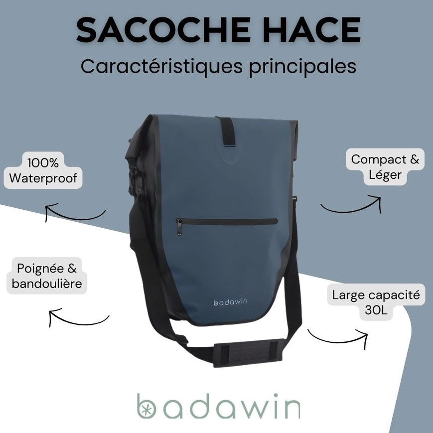 BADAWIN - "HACE" Blauw 3-in-1 Bagagedrager Fietstas