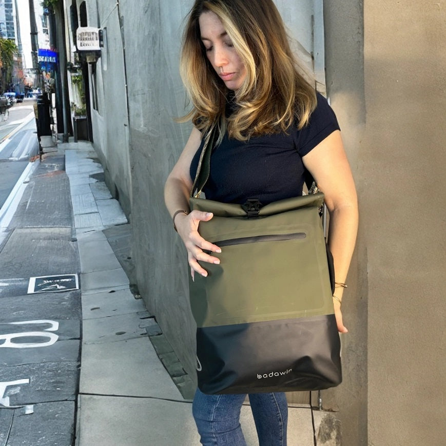 BADAWIN - "Ancel" Khaki Green 3-in-1 Bagagerek Fietstas