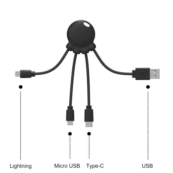 Xoopar - 🔌OCTOPUS Recycled - Multi kabel Zwart 🔌