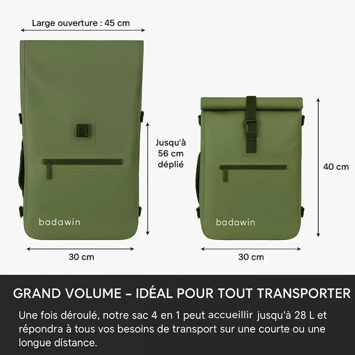 BADAWIN - "Ali" Green 4-in-1 Bagagerek Fietsrugzak