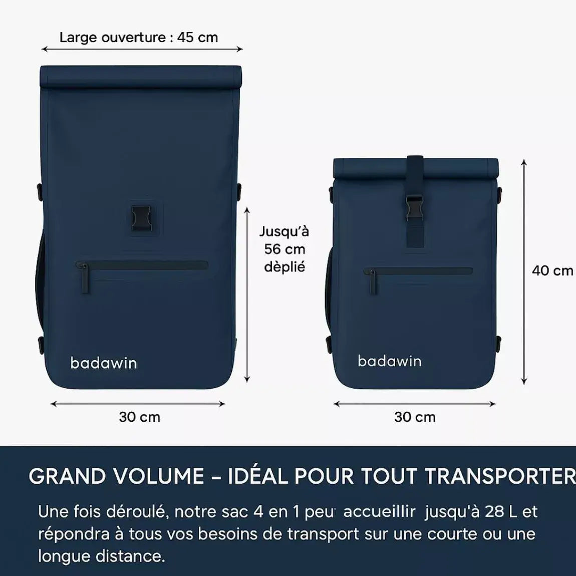 BADAWIN - "Ali" Blue 4-in-1 Bagagerek Fietsrugzak