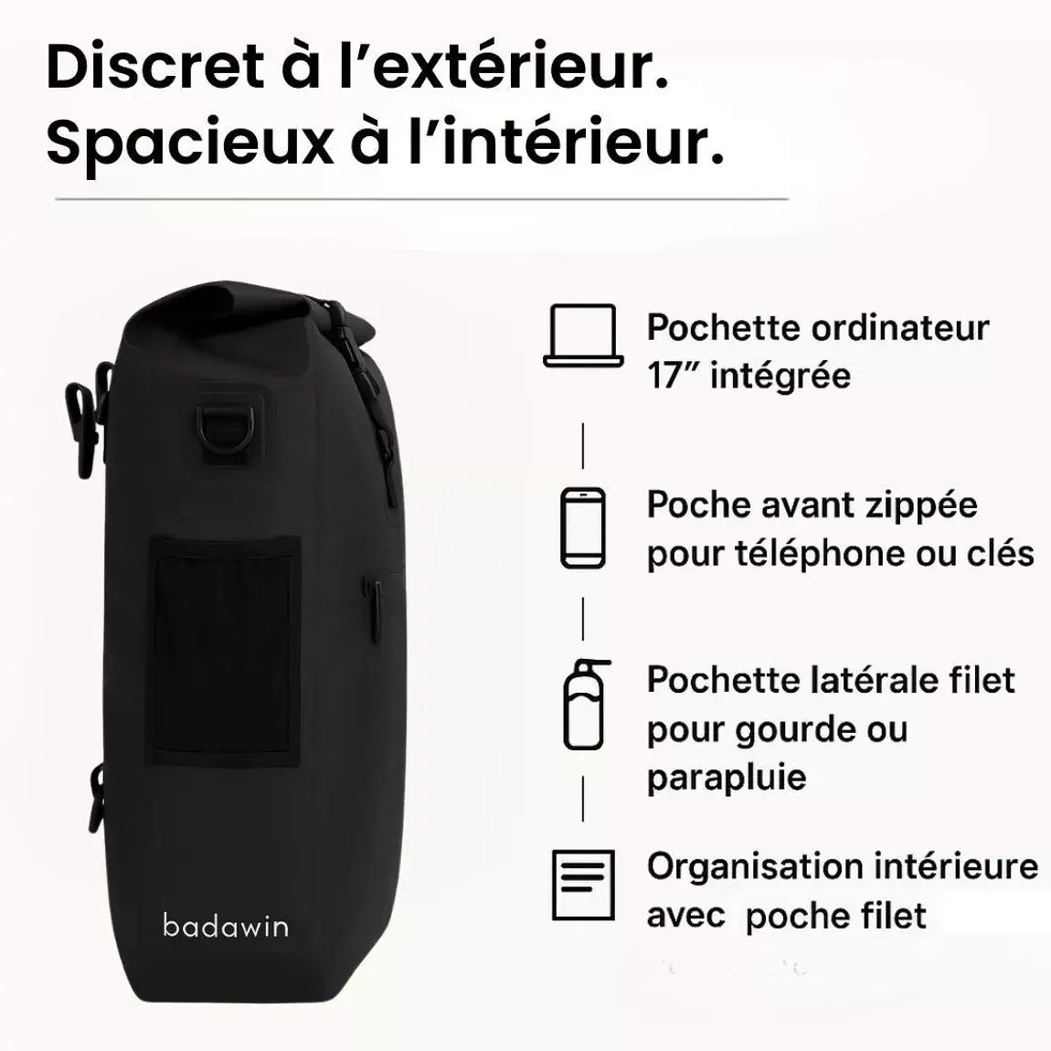 BADAWIN - "Ali" Blue 4-in-1 Bagagerek Fietsrugzak