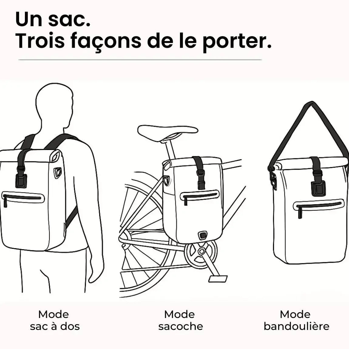 BADAWIN - "Ali" Blue 4-in-1 Bagagerek Fietsrugzak