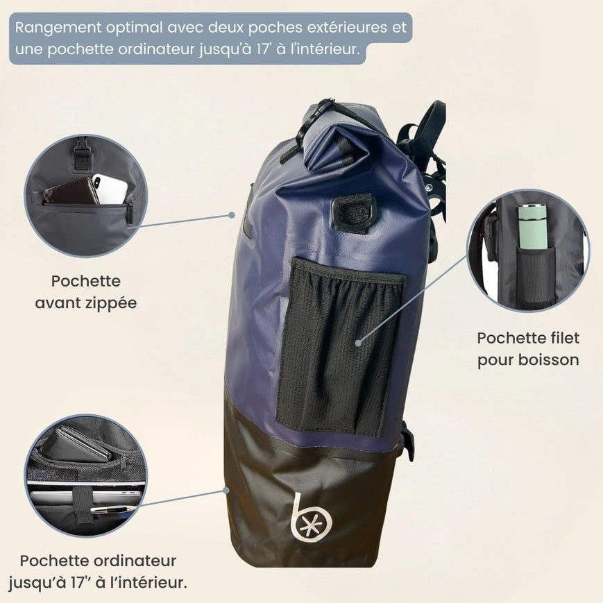 BADAWIN - "Ancel" Marine Blauw 3-in-1 Bagagerek Fietstas
