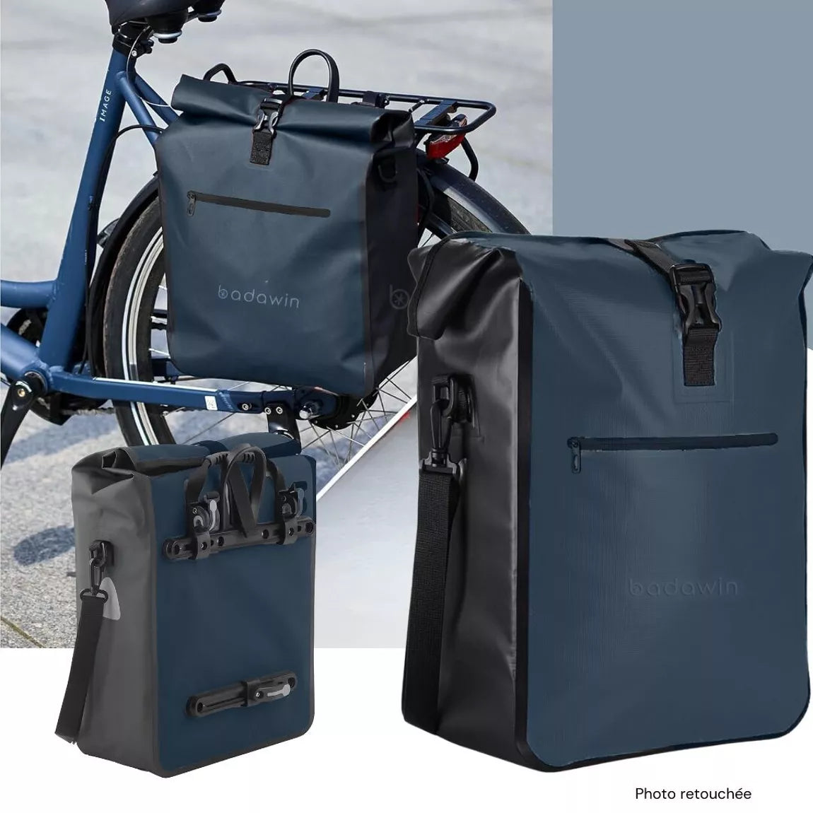 BADAWIN - "Aaron" Blue Fietstas Bagagedrager 2-in-1