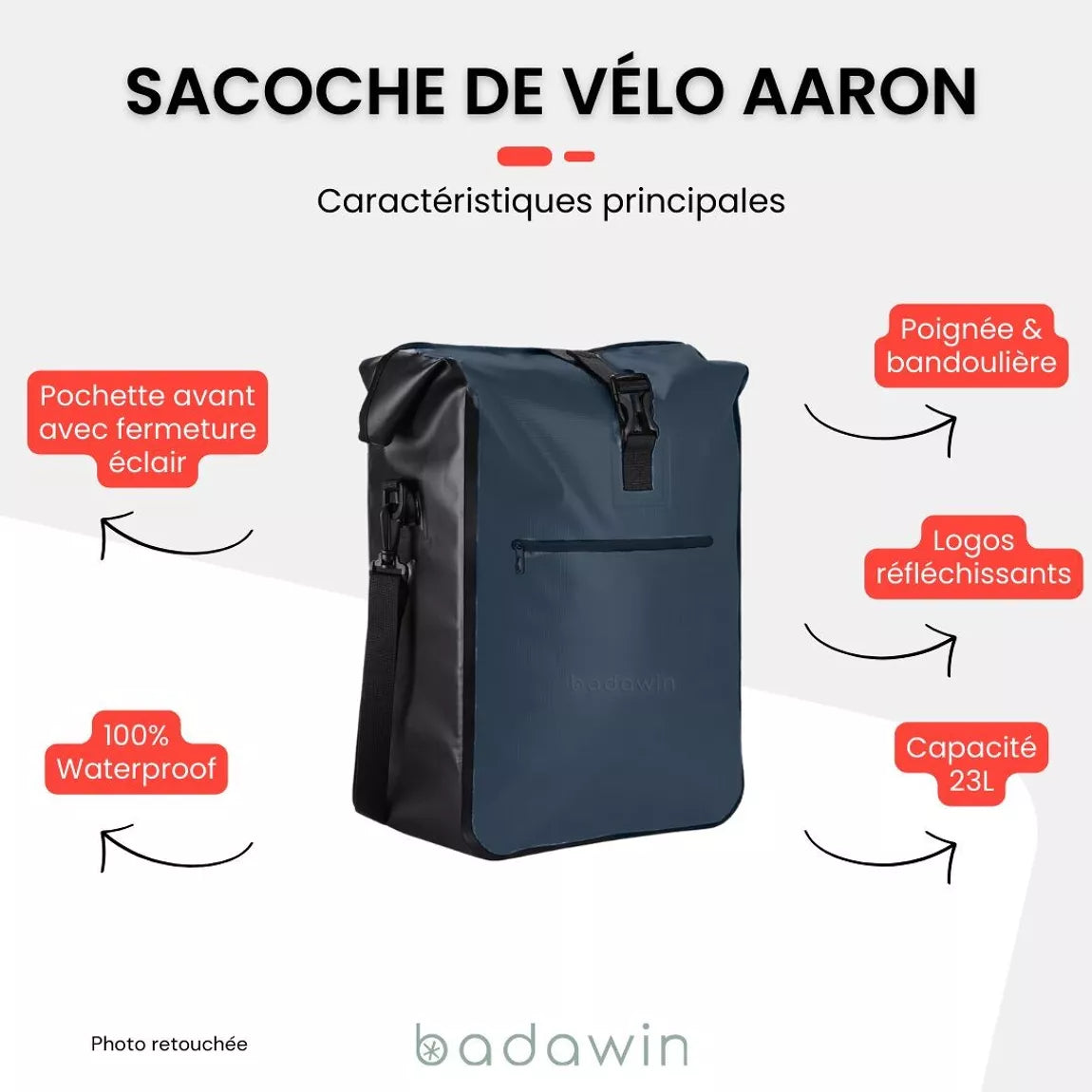 BADAWIN - "Aaron" Blue Fietstas Bagagedrager 2-in-1