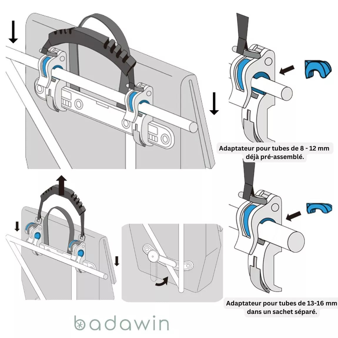 BADAWIN - "Aaron" Blue Fietstas Bagagedrager 2-in-1