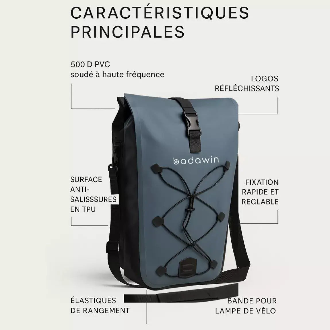 BADAWIN - "Hind" Fietstas Bagagedrager 2-in-1 Blue 25/30L
