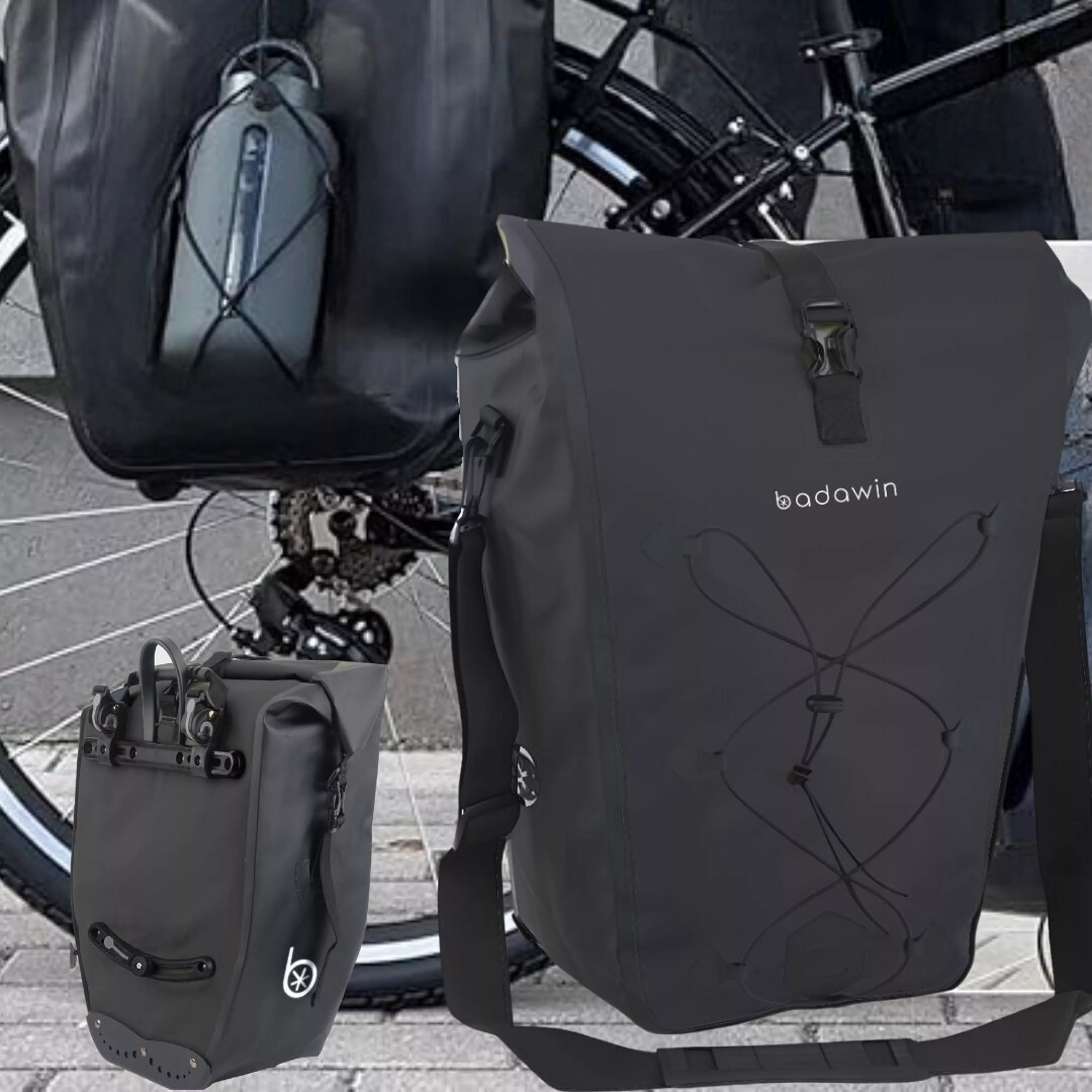BADAWIN - "Hind" Fietstas Bagagedrager 2-in-1 Black 25/30L