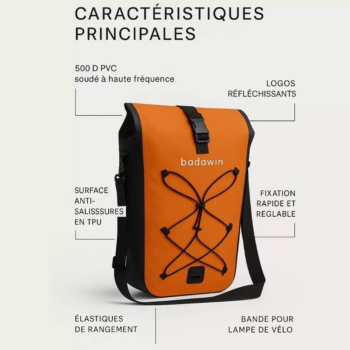 BADAWIN - "Hind" Fietstas Bagagedrager 2-in-1 Orange 25/30L