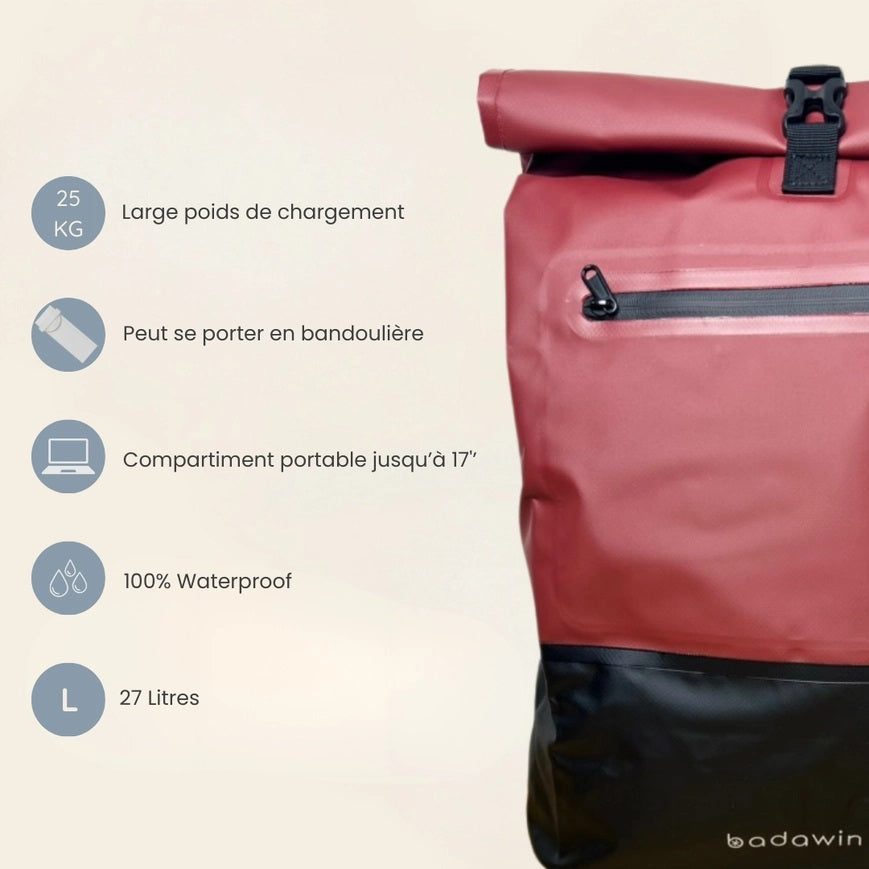 BADAWIN - "Ancel" Bordeaux 3-in-1 Bagagerek Fietstas
