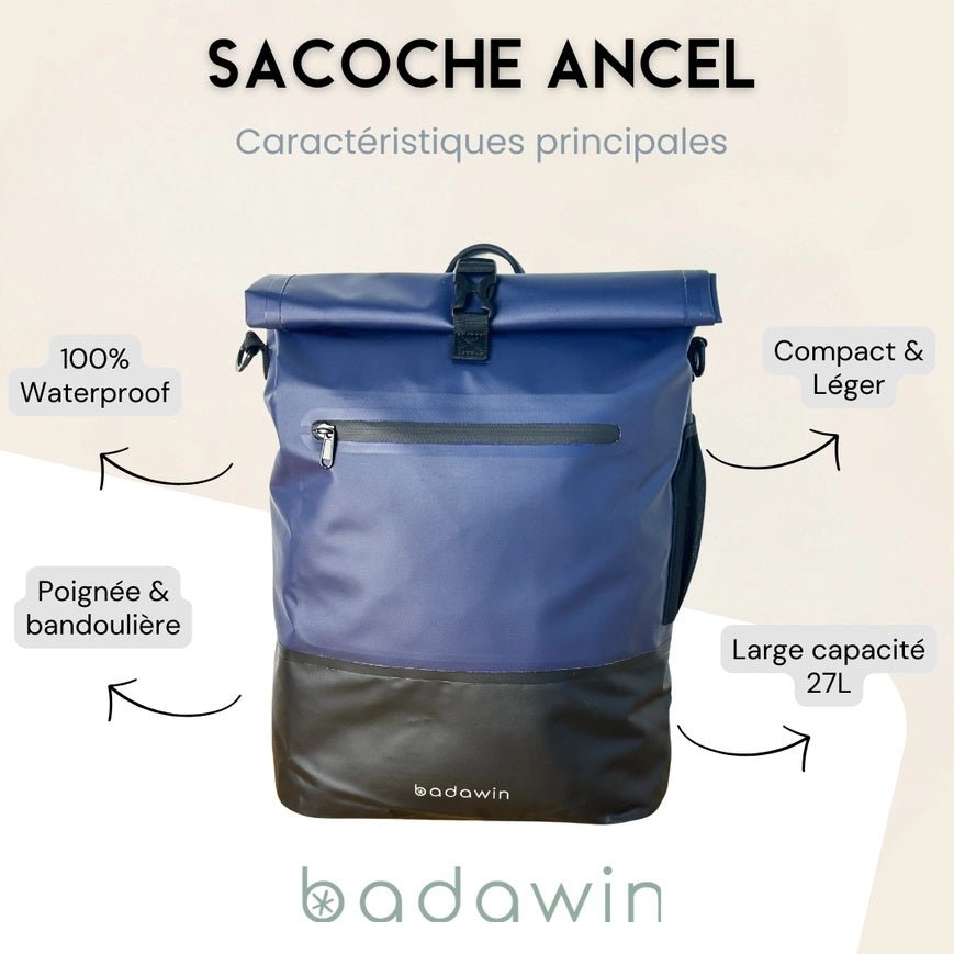 BADAWIN - "Ancel" Marine Blauw 3-in-1 Bagagerek Fietsrugzak