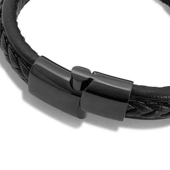 SERASAR - "Ring" Leren Armband - Zwart