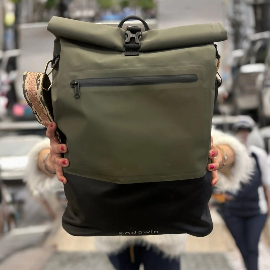 BADAWIN - "Ancel" Khaki Green 3-in-1 Bagagerek Fietsrugzak