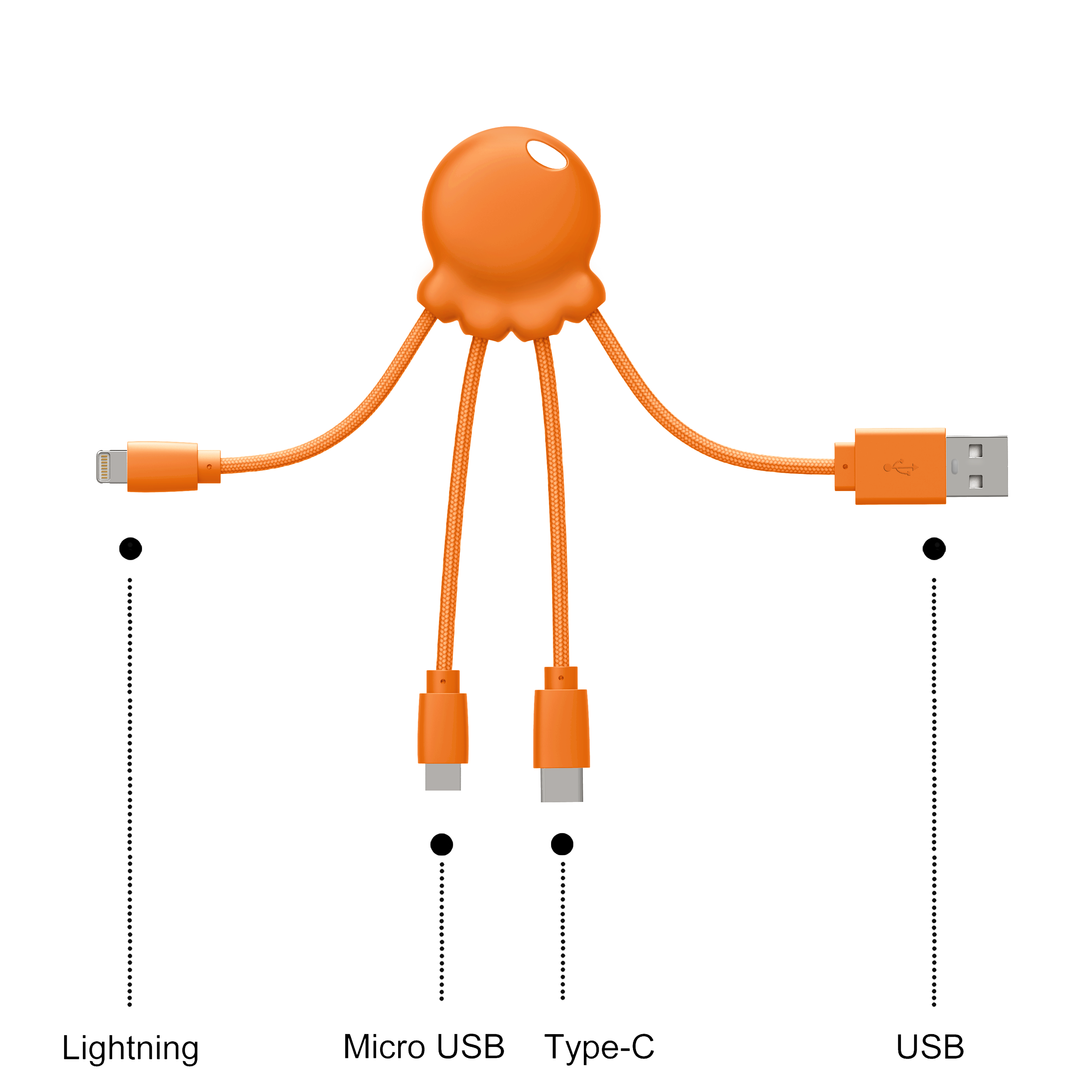 Xoopar - 🔌OCTOPUS Recycled - Multi kabel Oranje🔌