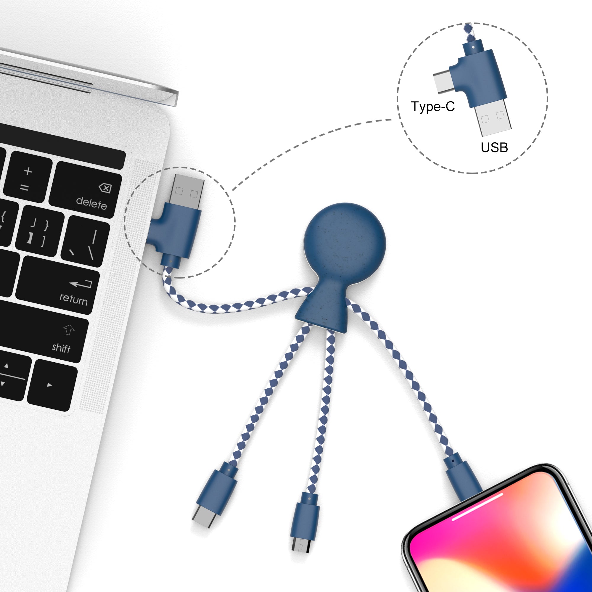 Xoopar - 🔌Mr Bio Recycle Plastic Kabel - Blauw🔌