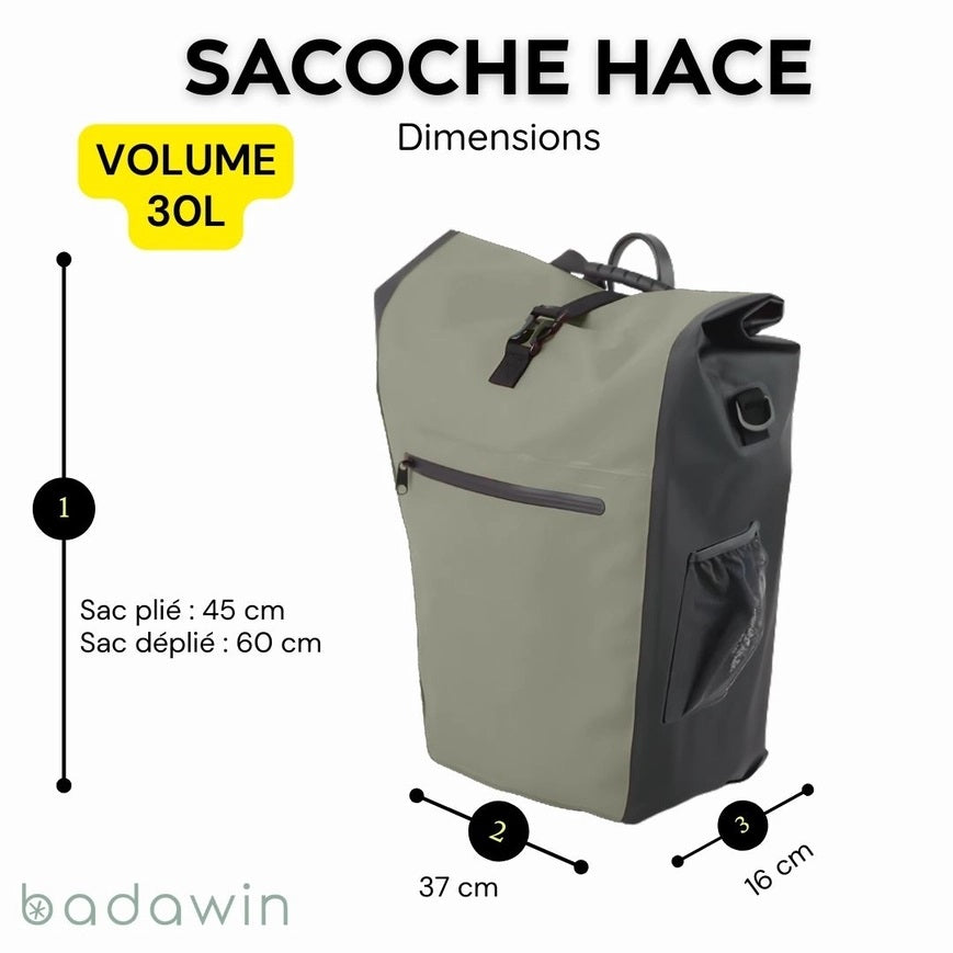 BADAWIN - "HACE" Khaki Groen 3-in-1 Bagagedrager Fietstas