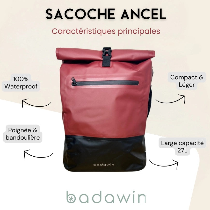 BADAWIN - "Ancel" Bordeaux 3-in-1 Bagagerek Fietsrugzak