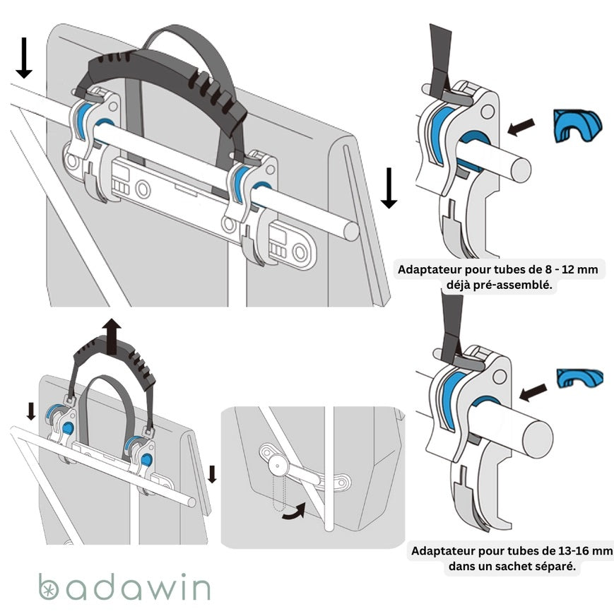 BADAWIN - "Ancel" Marine Blauw 3-in-1 Bagagerek Fietsrugzak