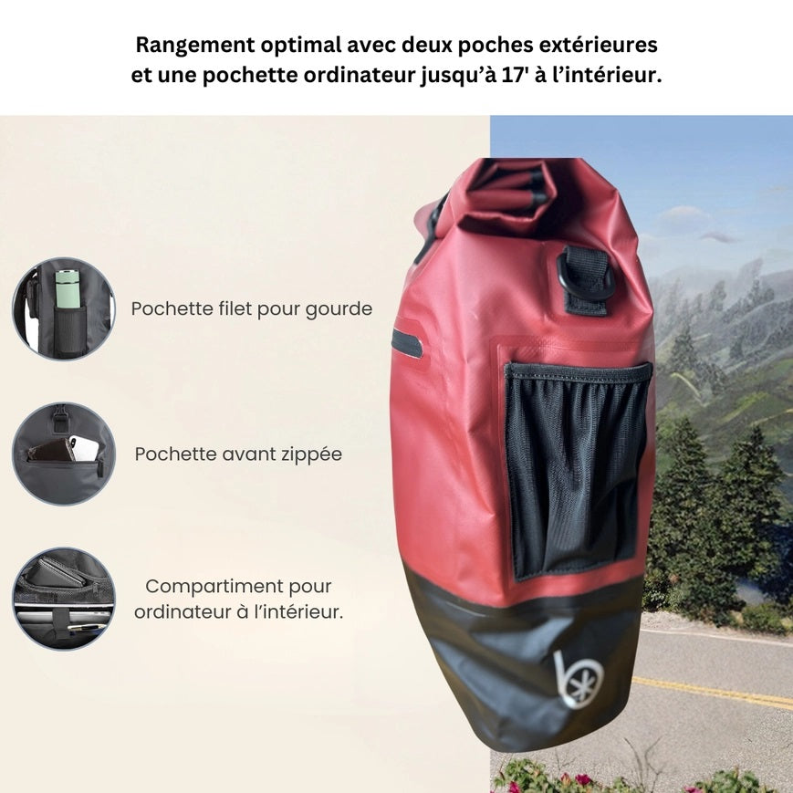 BADAWIN - "Ancel" Bordeaux 3-in-1 Bagagerek Fietstas