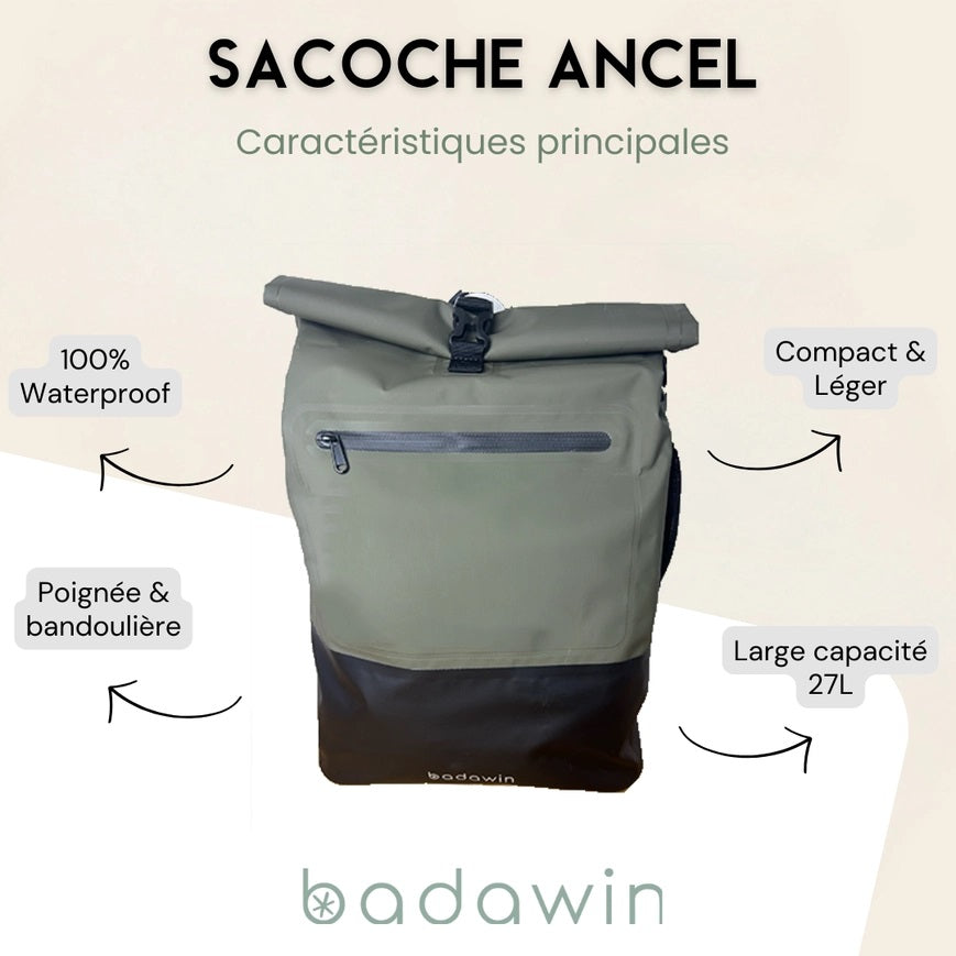 BADAWIN - "Ancel" Khaki Green 3-in-1 Bagagerek Fietstas
