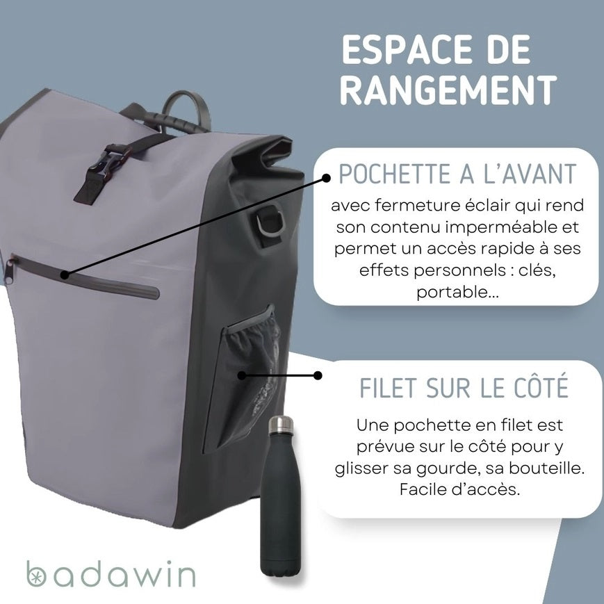 BADAWIN - "HACE" Blauw 3-in-1 Bagagedrager Fietstas