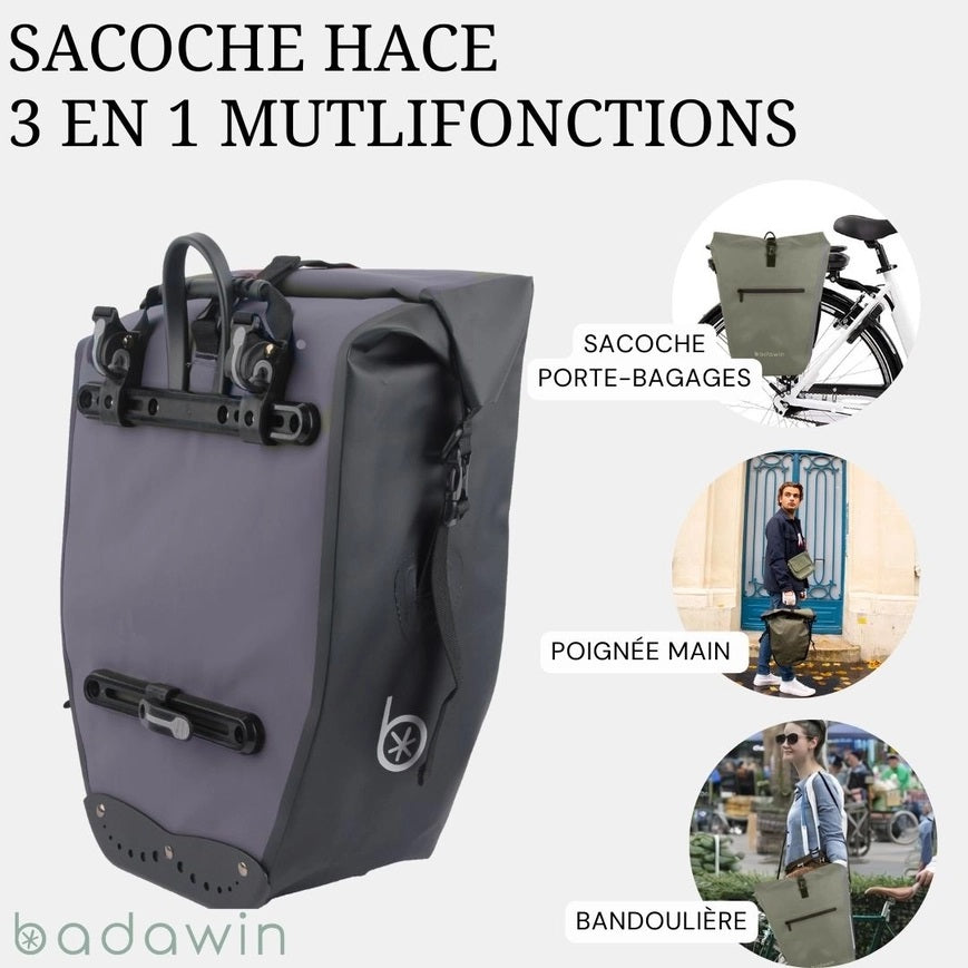 BADAWIN - "HACE" Blauw 3-in-1 Bagagedrager Fietstas