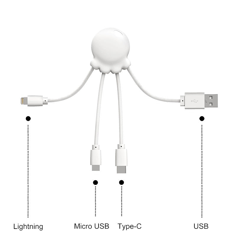 Xoopar - 🔌OCTOPUS Recycled - Multi kabel Wit 🔌