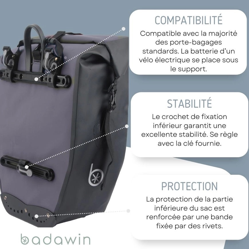 BADAWIN - "HACE" Blauw 3-in-1 Bagagedrager Fietstas