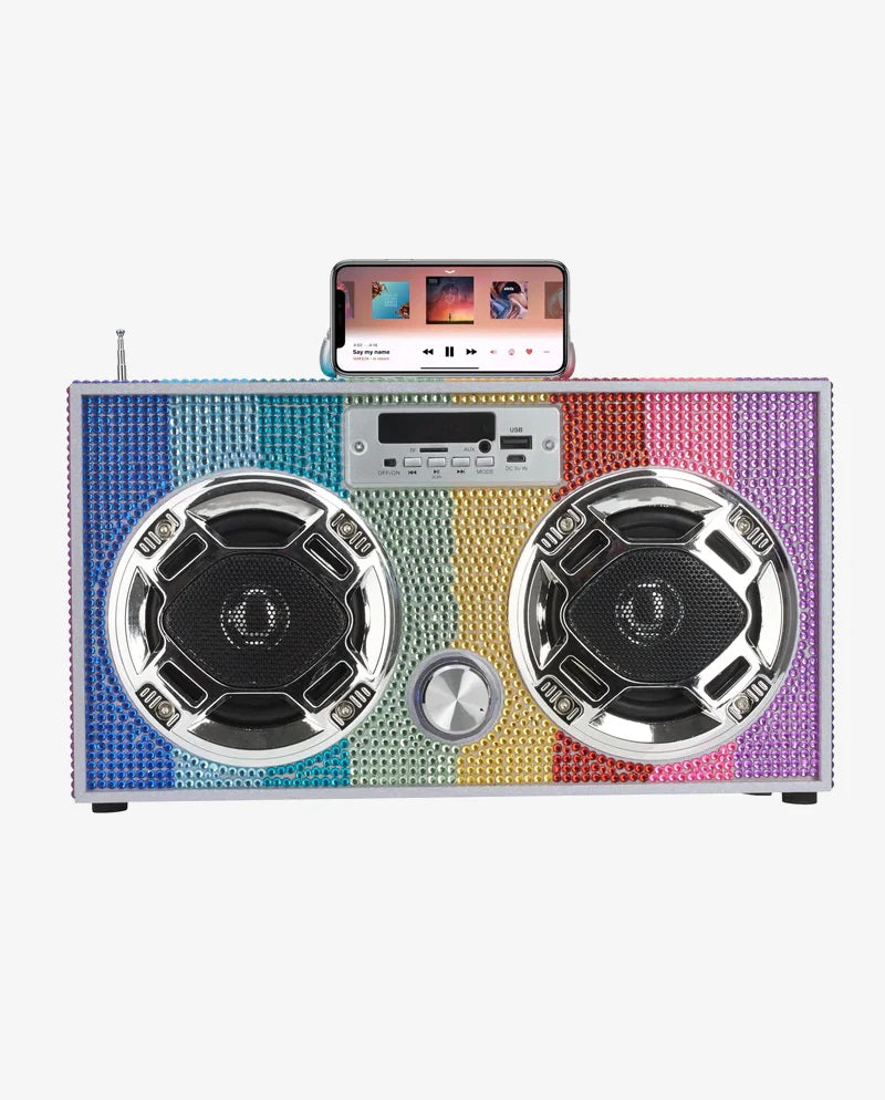 Trend Tech Brands - Rainbow Bling draadloze boombox met FM-radio